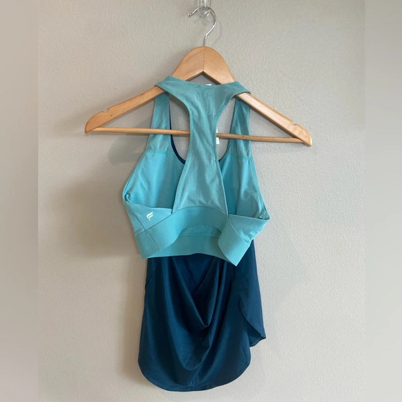 FABLETICS Eco-Conscious Built-In Bra Tank XXS Aqua Blue Sports Bra NWOT - Picture 2 of 13